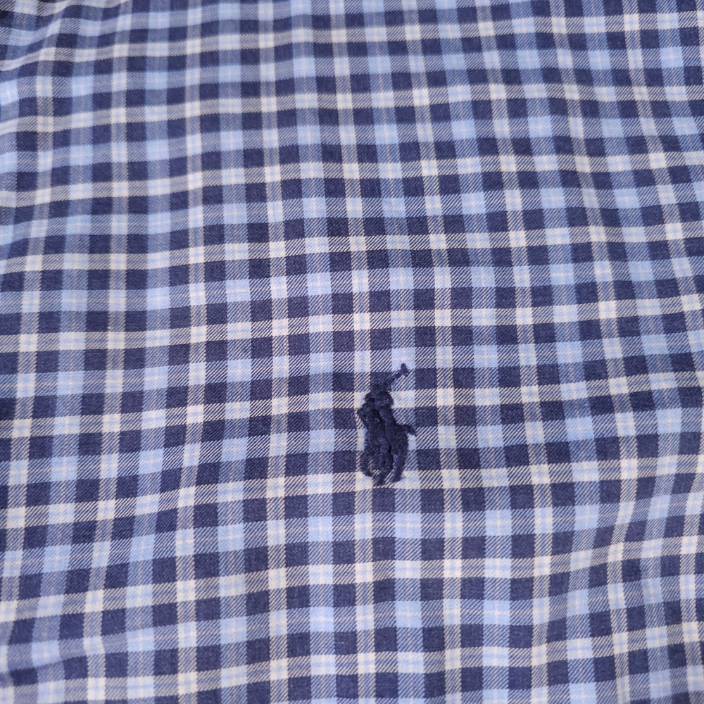 Ralph Lauren Shirt Mens Large L Blue White  Plaid‎ Button Down Pony - Picture 3 of 8